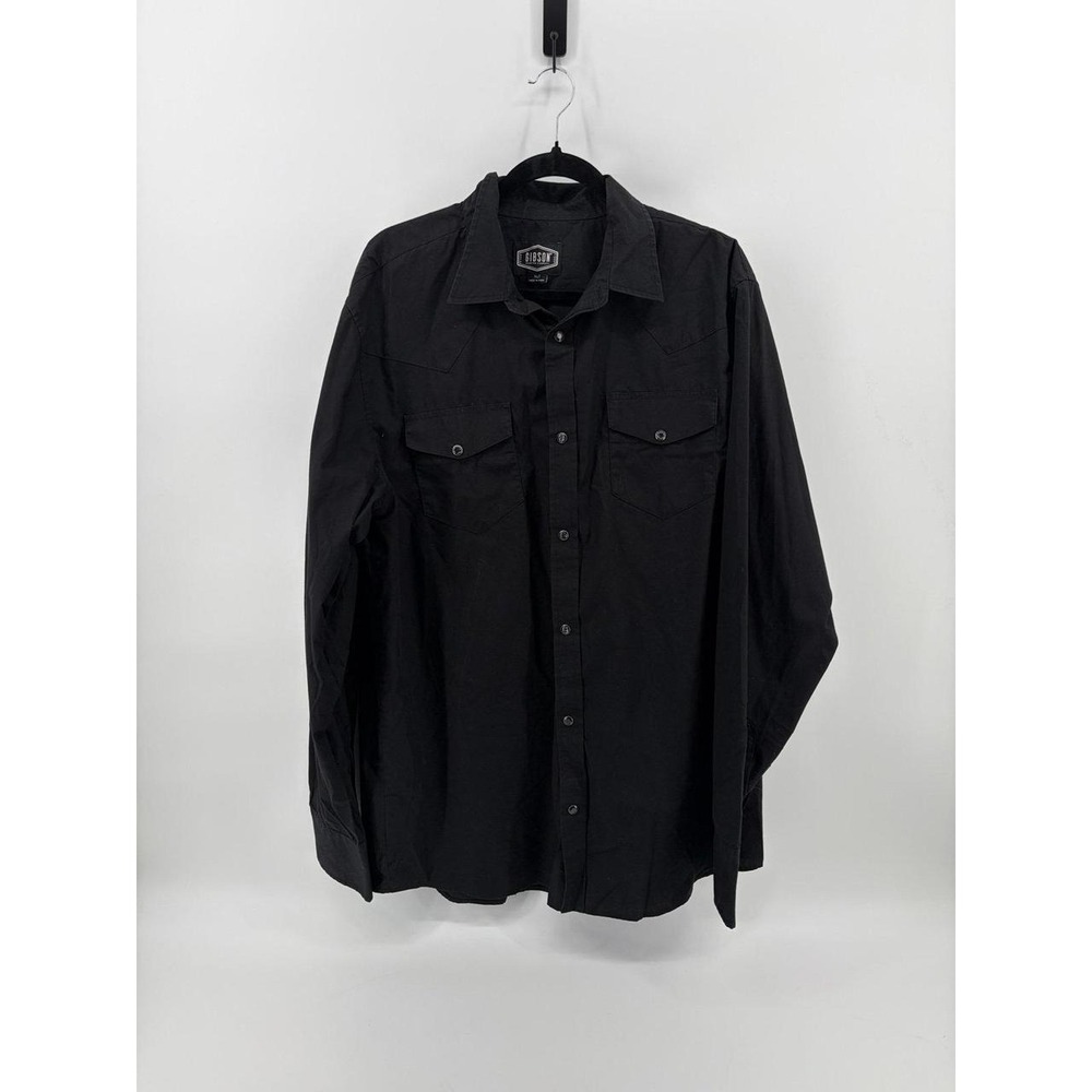 Gibson Trading Shirt Mens XL Western Cowboy Pearl Snap Black Long Sleeve, XLT